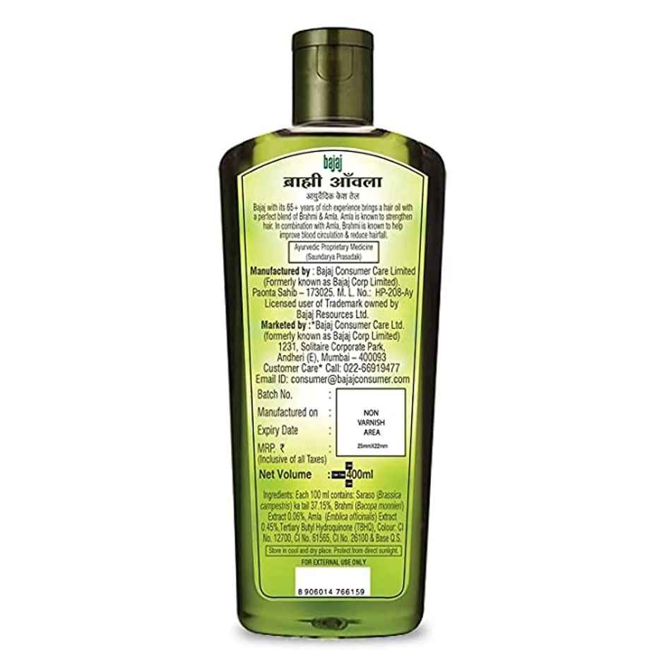 Bajaj Brahmi Amla Ayurvedic Hair Oil Reduces Hair Fall, Strengthens Hair