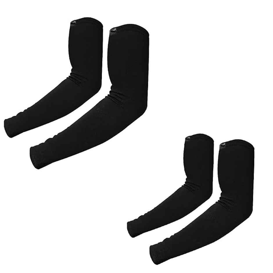 AUTOGUYS De|Fit 240GSM Unisex Arm Sleeves UV Protection Compression | Black | Pk of 2 Combo