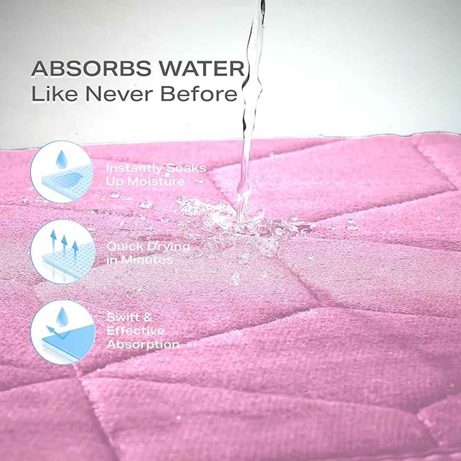 Status Memory Anti-Skid Foam Bath Mat | 38 x 58 cm | Pink