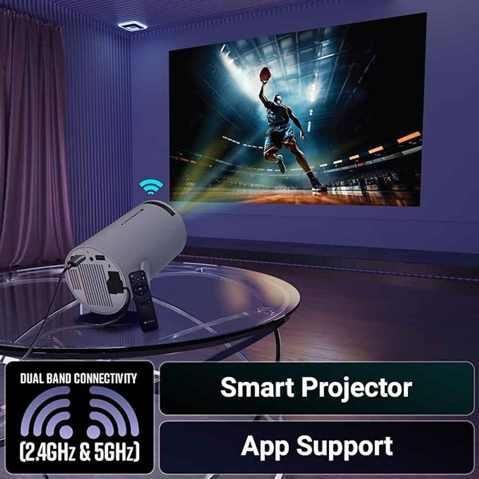 Zebronics Pixaplay 73 Smart LED Projector | 3300 Lumens, 4K Support, Android, WiFi, Bluetooth HDMI3D