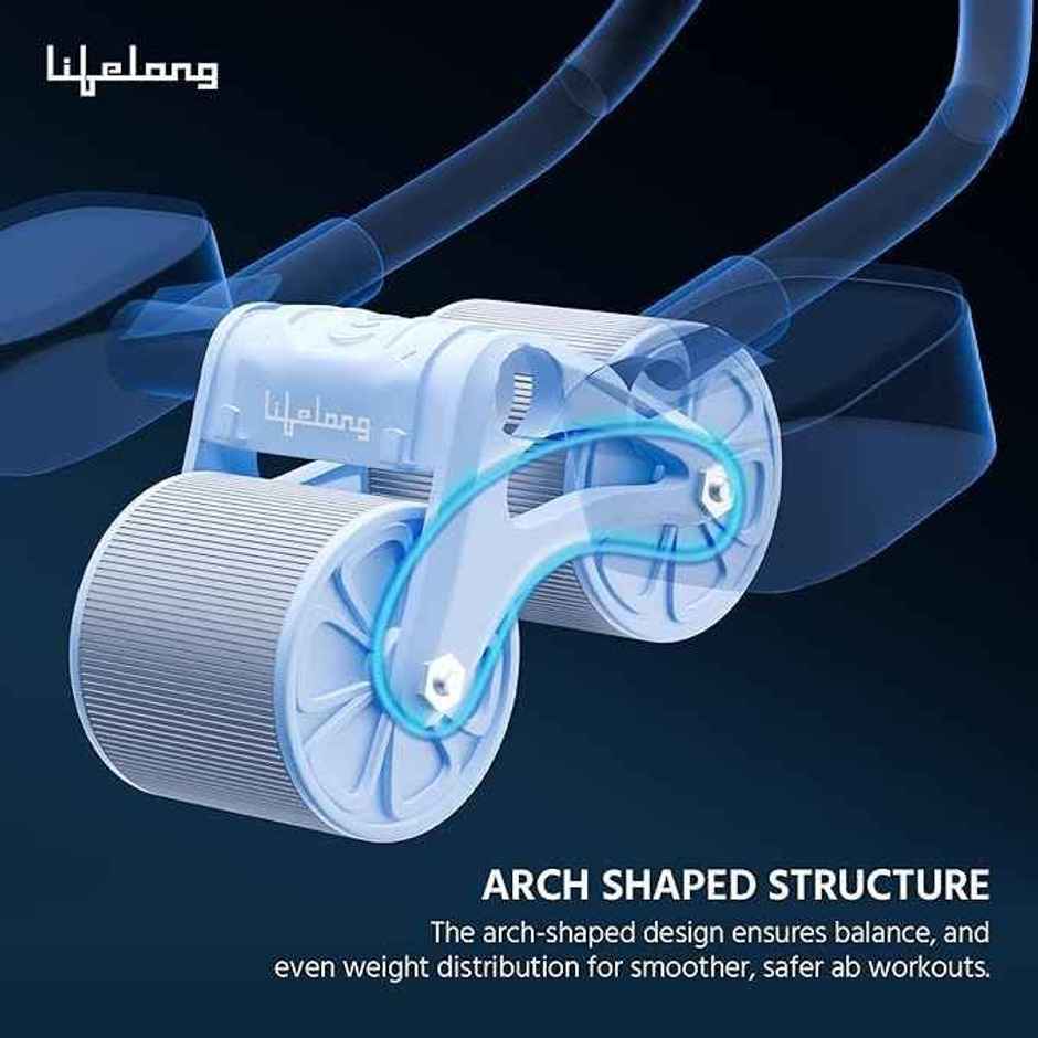 Lifelong Automatic Rebound Ab Roller with Display and knee pad | Blue