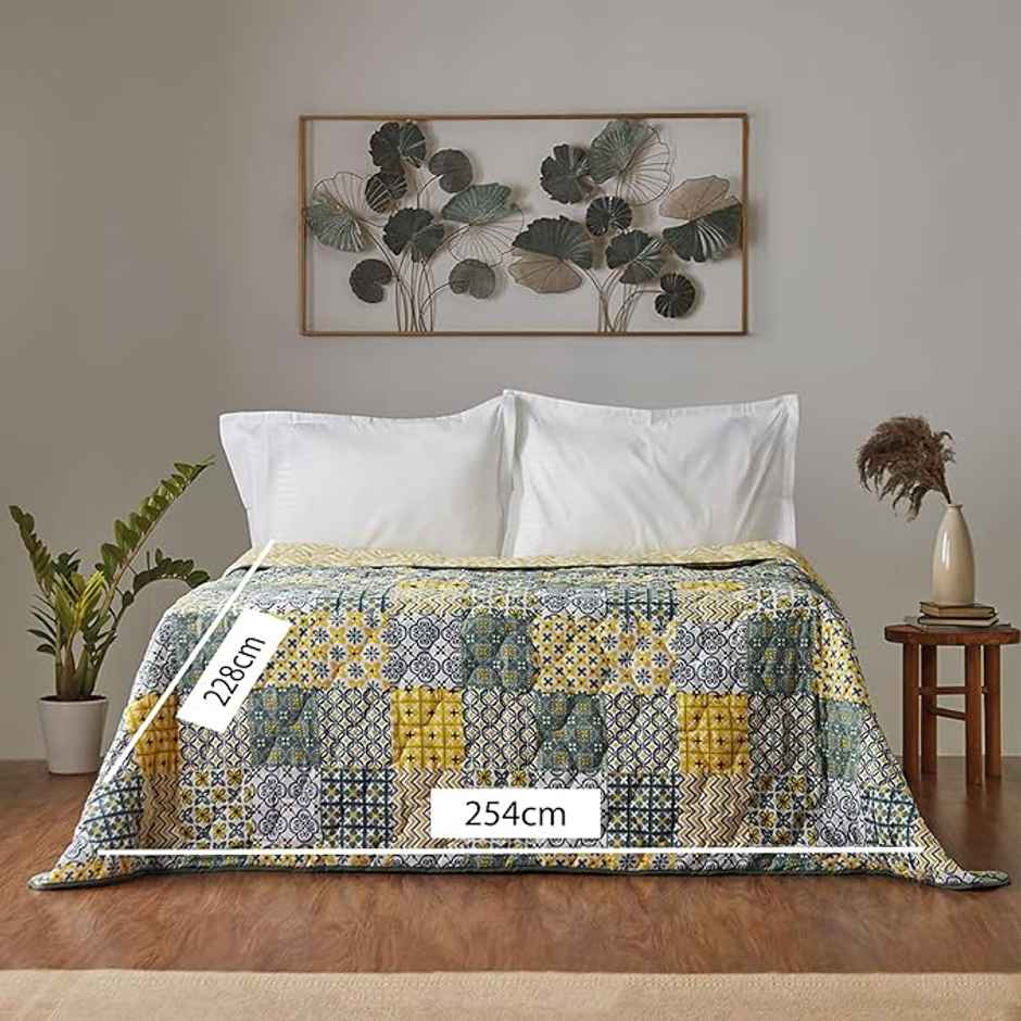 Chumbak Egypt Patchwork Yellow Comforter - Double Bed