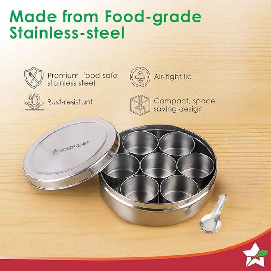 Wonderchef Ambrosia Masala Box 7 Container with Spoon | SS