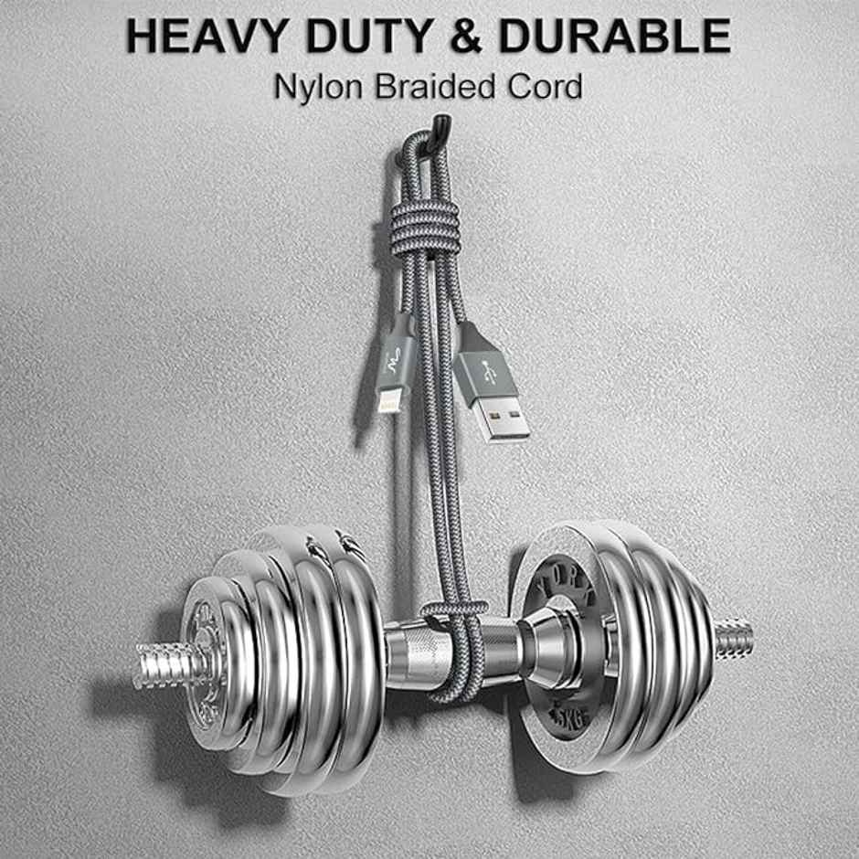 Wayona Nylon Braided Usb To Lightning Fast Charging Iphone 14,13, 12,11,X, 8, 7, Ipad Air, Pro Grey