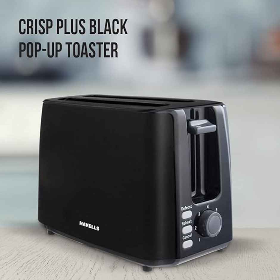 Havells Crisp Plus 750 Watts Pop up Toaster (Black)