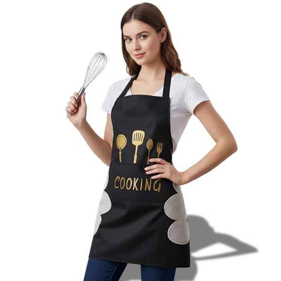 Perpetual Cute Cartoon Print Kitchen Apron with Pocket
