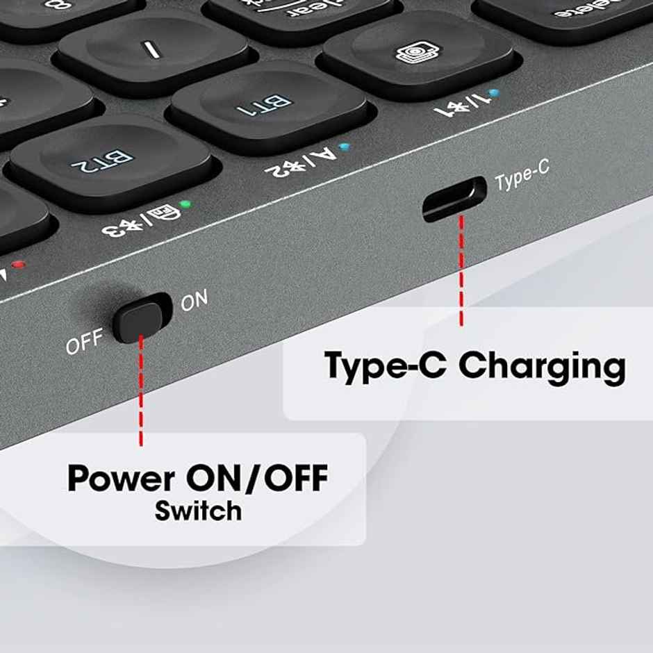 Zebronics K5001Mw Bluetooth 5.0 Keyboard For Mac, Windows, Android, Up To 3 Connections Type C