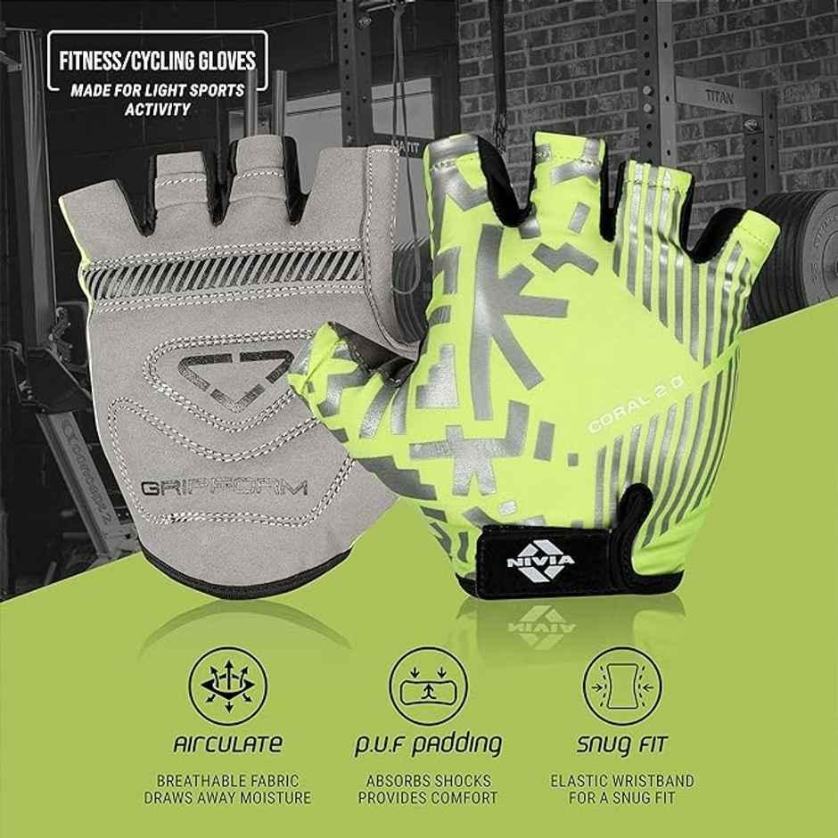 Nivia Coral 2.0 Fitness Gloves | Medium | Green