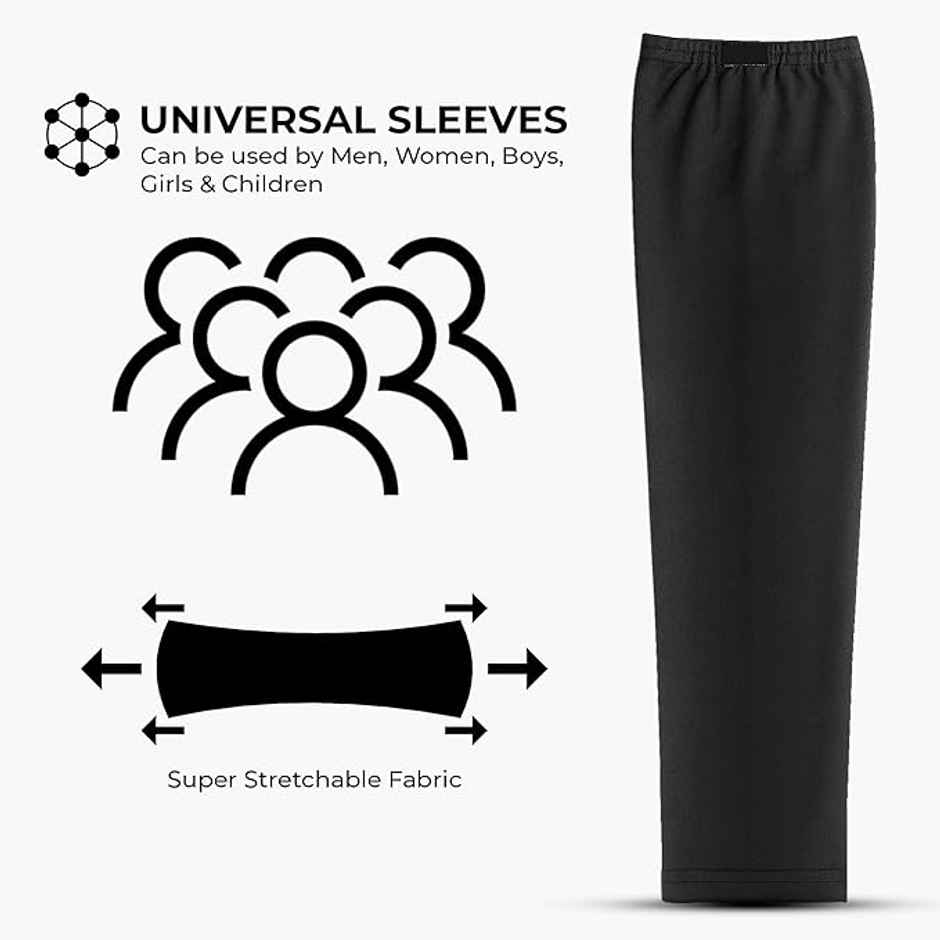 AUTOGUYS De|Fit 240GSM Unisex Arm Sleeves UV Protection Compression | Black | Pk of 2