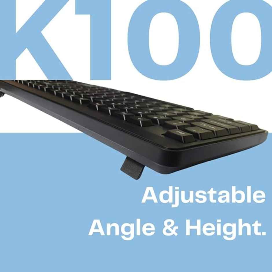HP K100 Wired Keyboard| USB Plug & Play Setup | LED Indicators (7J4G1AA) - Black