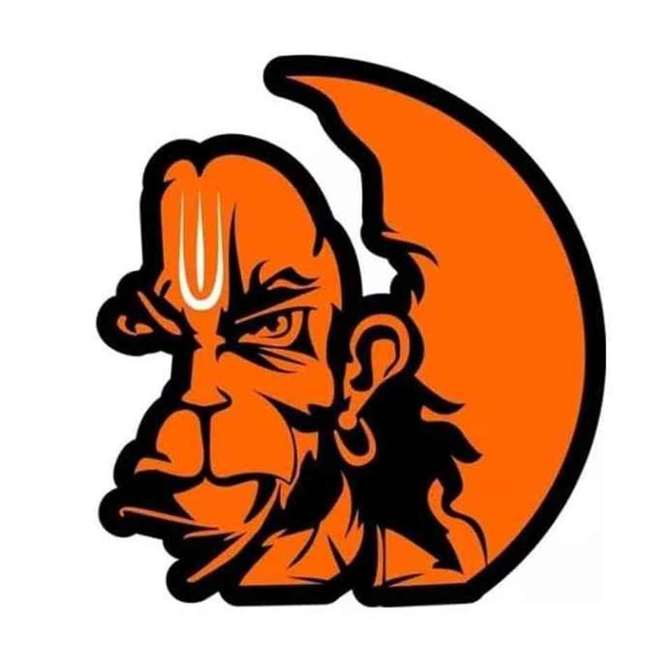 Divine Vibes Angry Hanuman Ji Orange Black Car Sticker