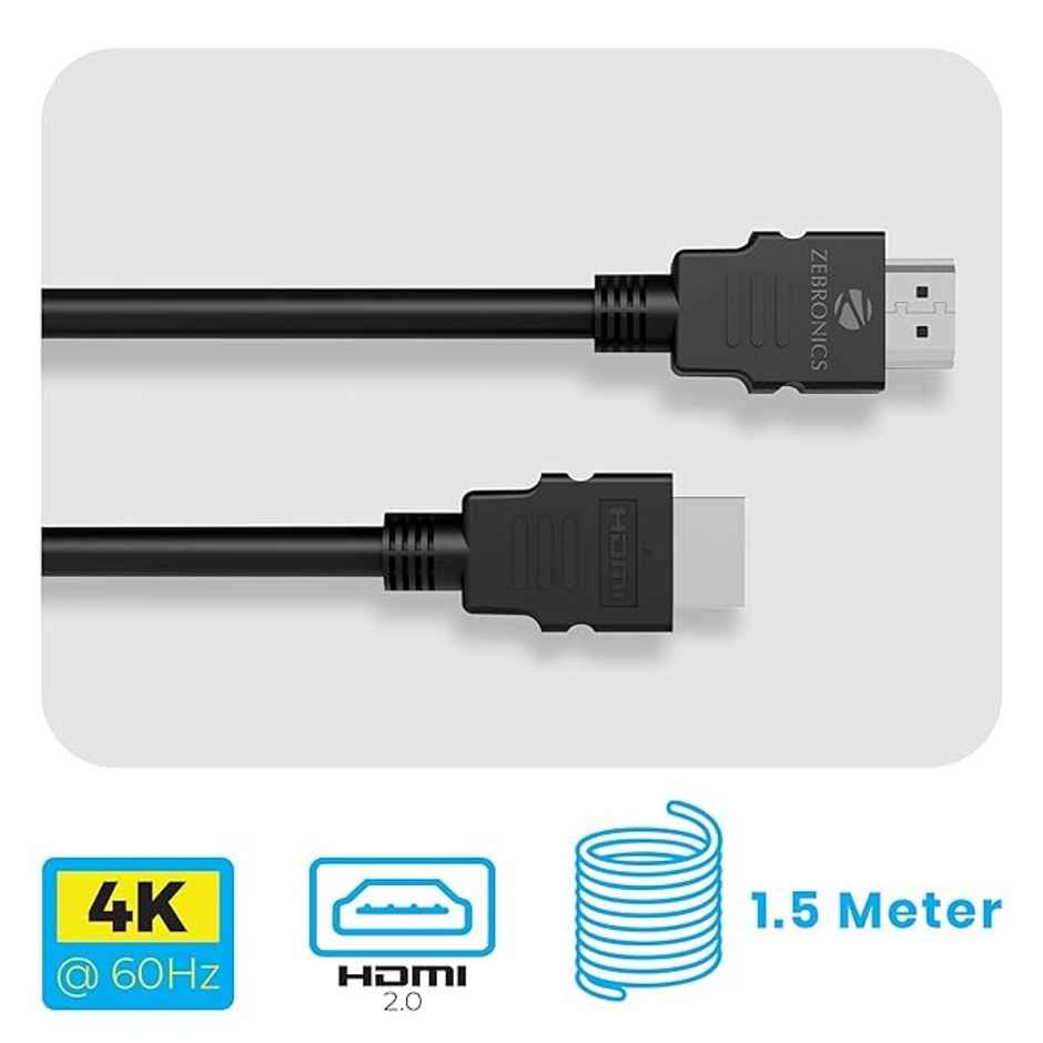 Zebronics Haa1520C Hdmi 2.0 Male To Male Cable,1.5 Meter,3D Compatible Black