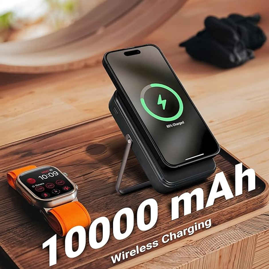 Zebronics MW67 10000mAh Wireless Power Bank, 22.5W Wired & 15W Wireless, Magsafe Compatible