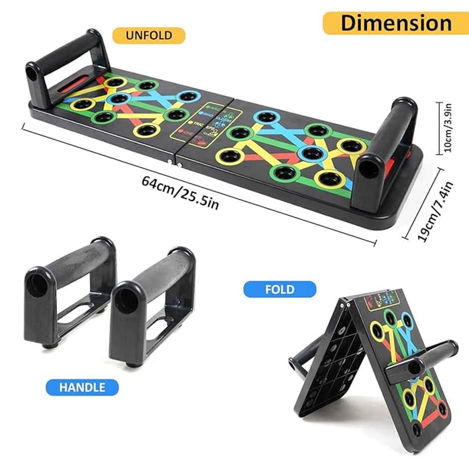 Mayor 15 in 1 Portable Push Up Board with Strong Grip for Home Gym Exercise | Multicolor