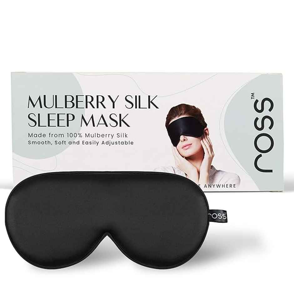 Kloy 100% Mulberry Silk Sleep Mask Eye Mask | Super Smooth For Blind Fold | Black
