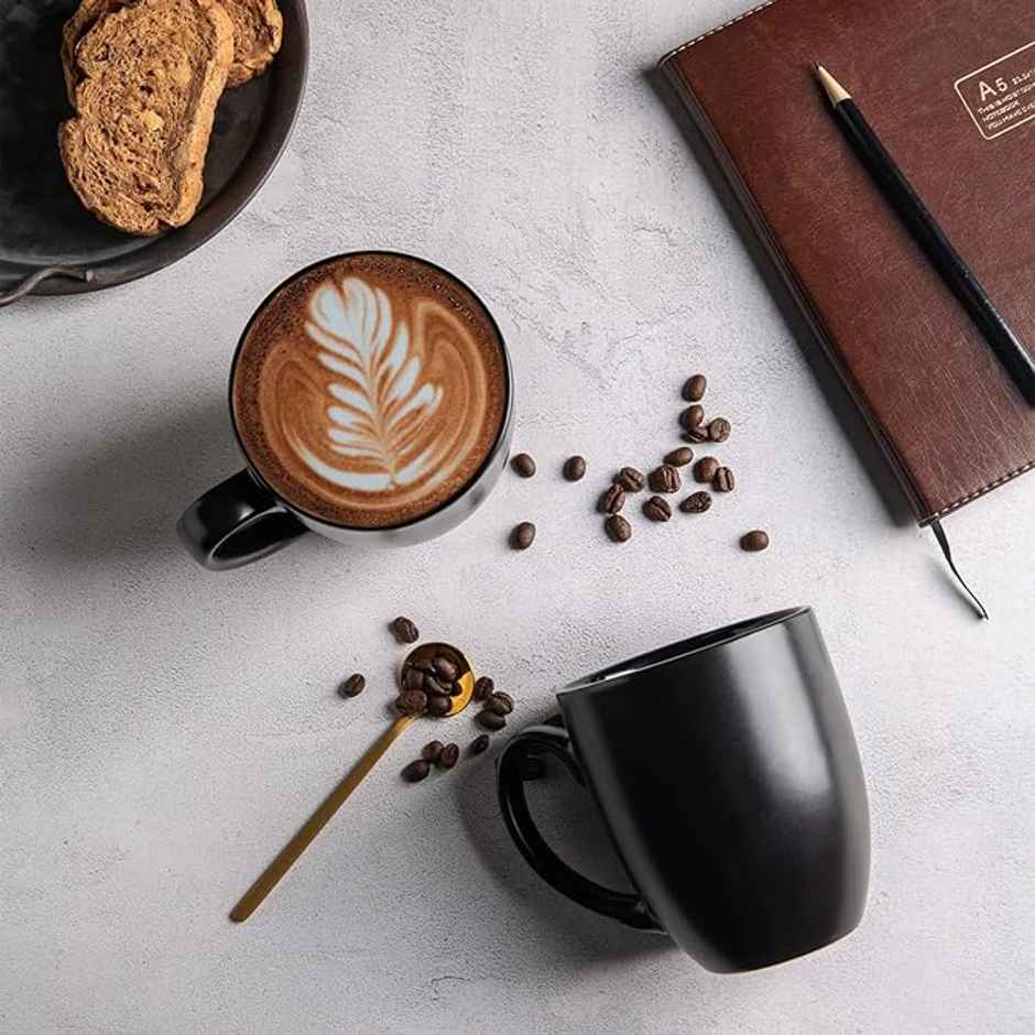 Femora Handcrafted Black Color Coffee Mug Gift Set 1 Pc 320 ml Black