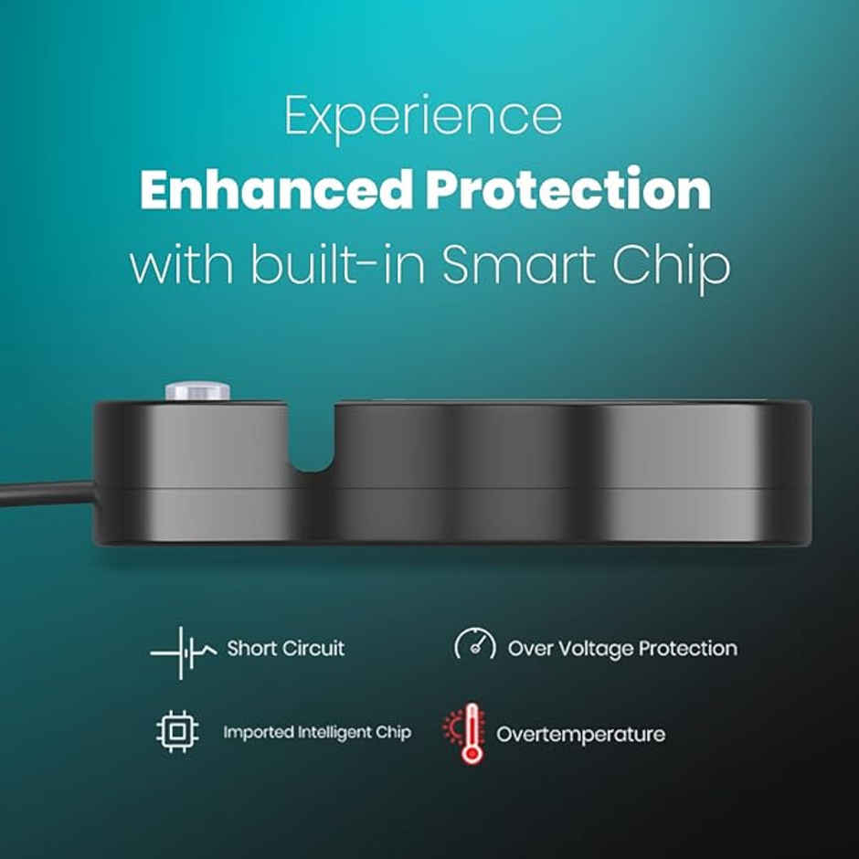 Portronics Power Plate 5, 1500W Power Converter with USB Charger & Mobile Holder 3AC Socket + 3USB Ports, 1.5 m Cord Length - Black