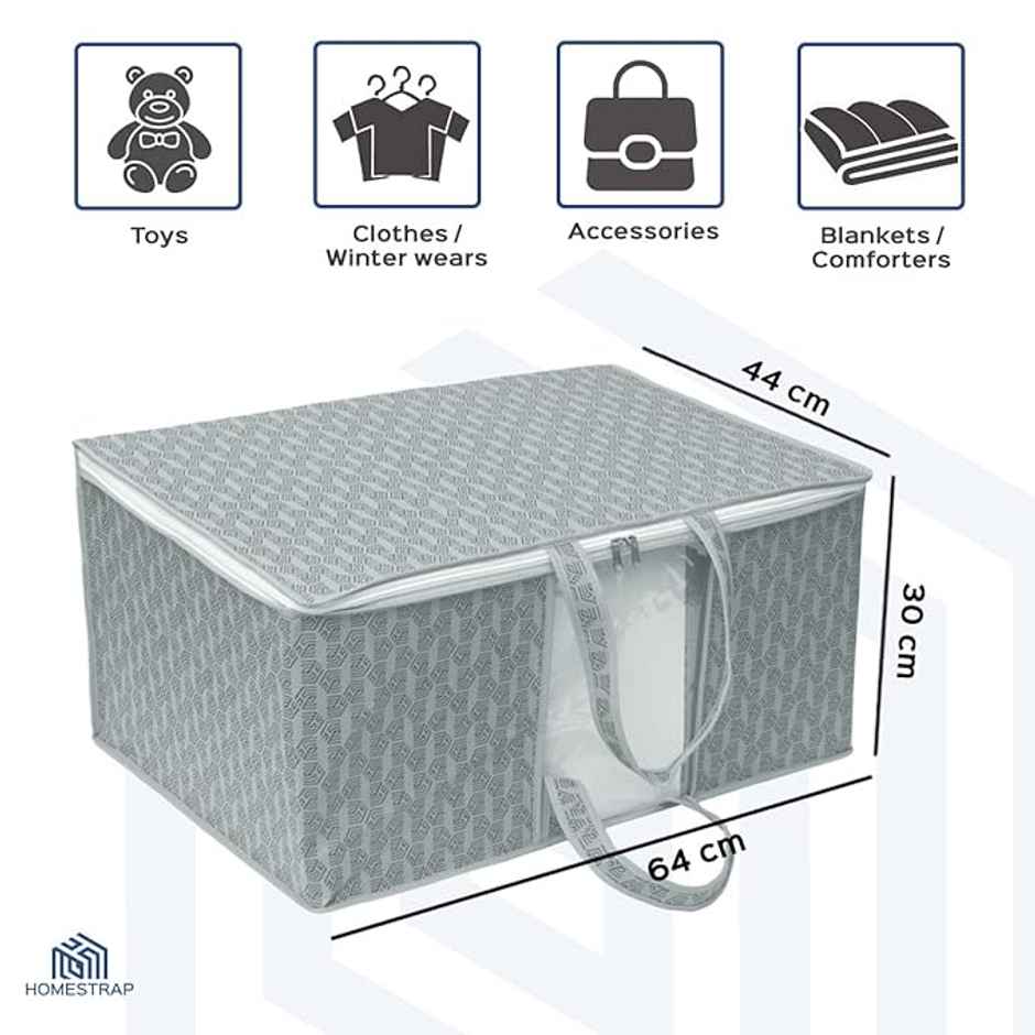 Homestrap Pack Of 2 Non Woven Underbed Storage Organizer