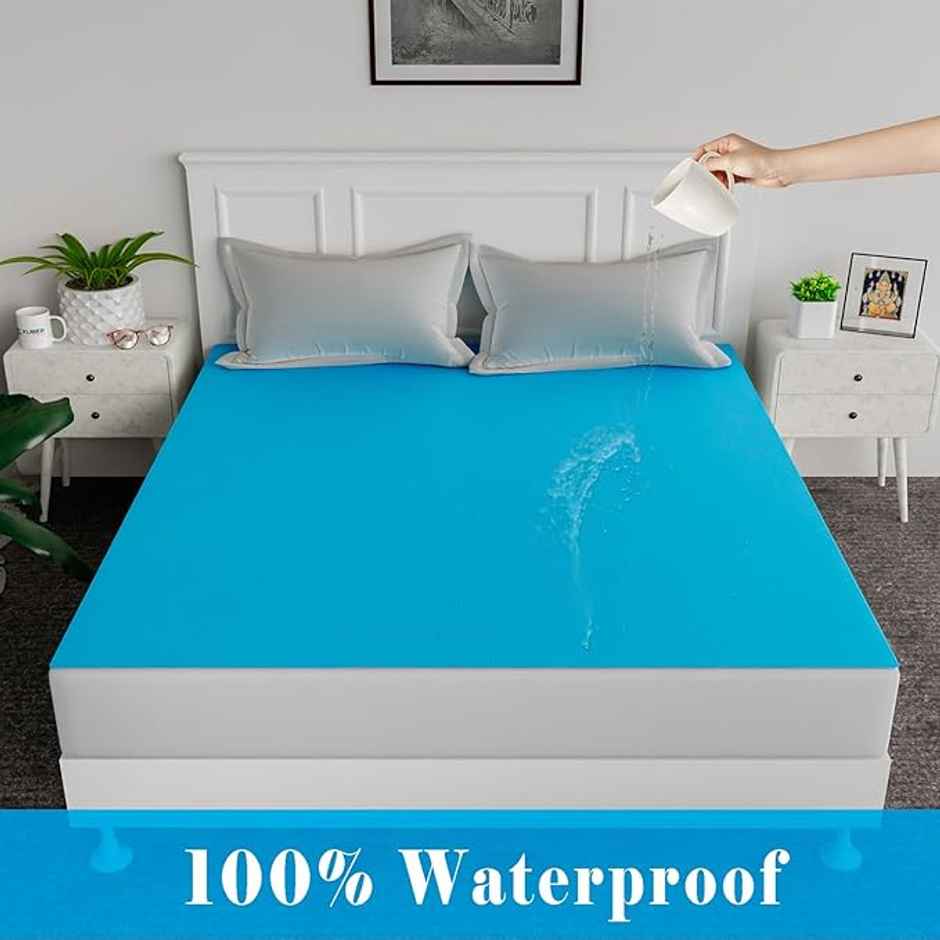 Kuber Industries PVC Self Check Baby Plastic Bedshet|Mattress Protector Sheet|80x80 Inch|Sky Blue