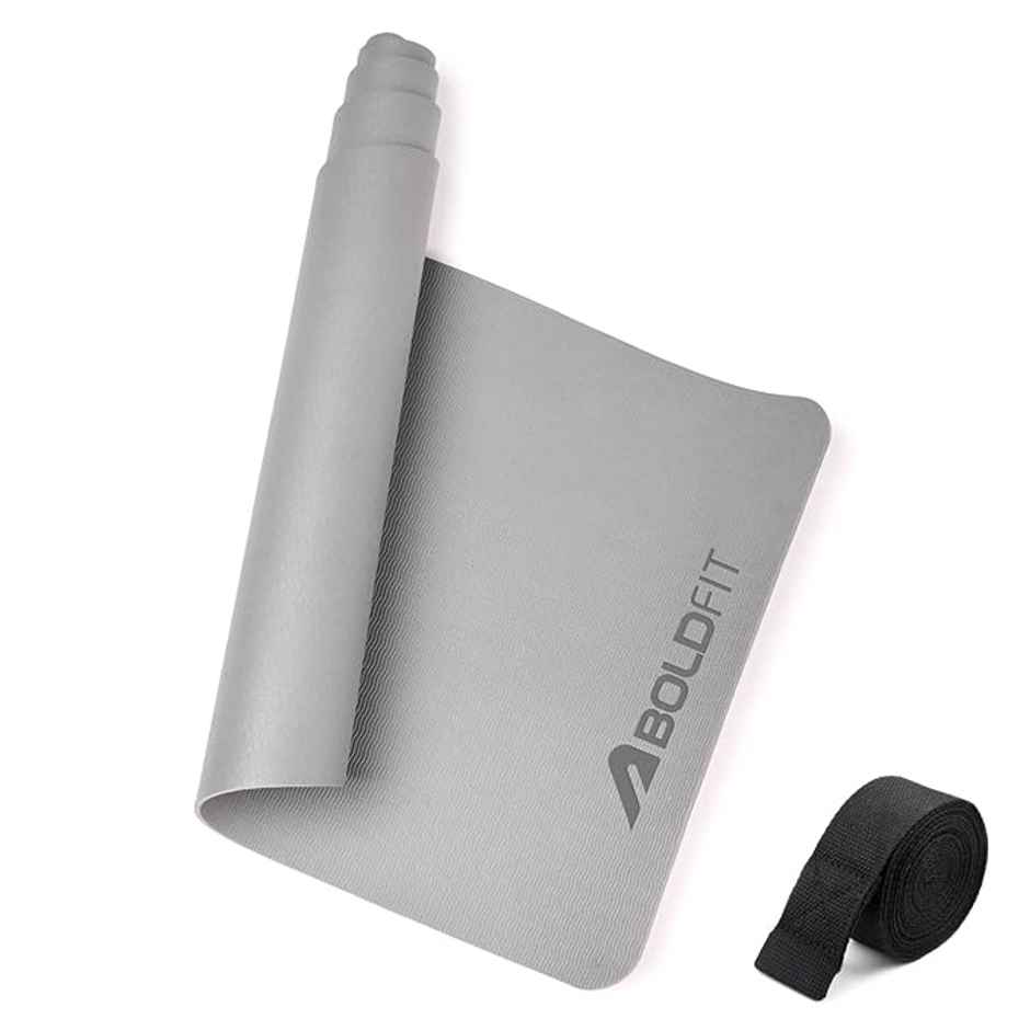 Boldfit EVA Yoga Mat Anti Slip Exercise Mat | For Gym & Home | Grey | 5 mm