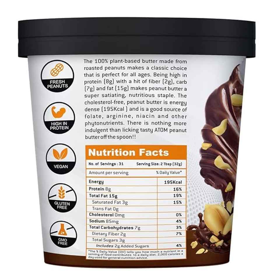 AS-IT-IS Nutrition ATOM Peanut Butter 1kg | Chocolate (Crunchy)
