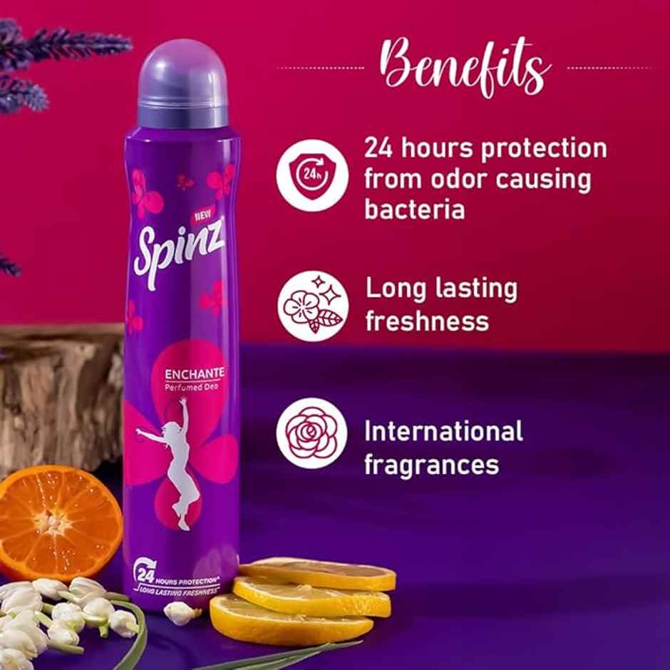 New Spinz Enchante Perfumed Deo for Women With International Fragrances
