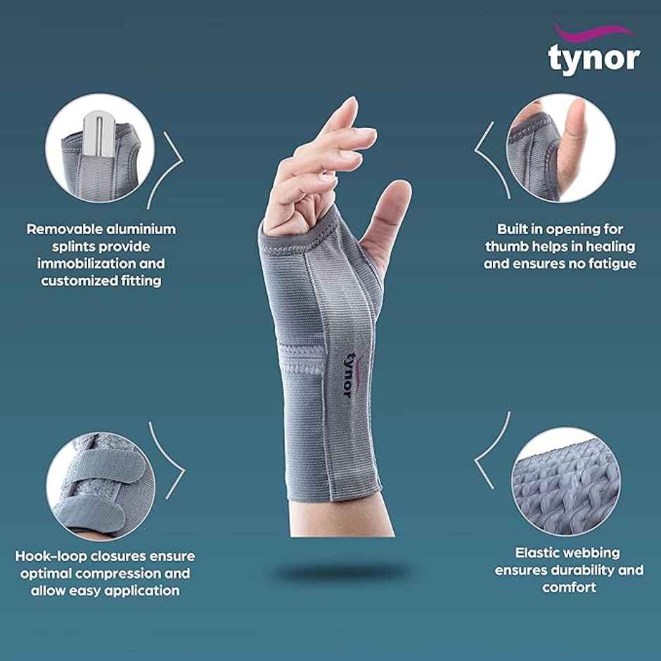 Tynor Elastic Wrist Splint Grey | Left Hand | XL