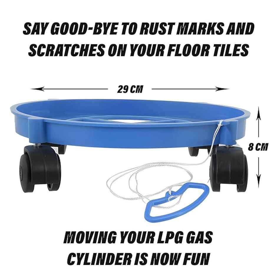 Kuber Industries Pack of 2 LPG Cylinder Trolley with Wheels | Easy Movable Stand | Blue/Red