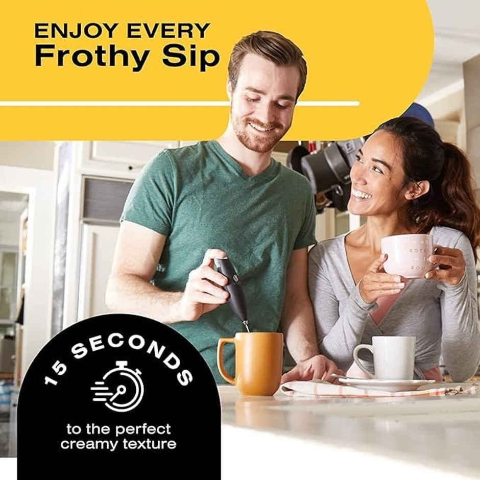 Bean Envy Milk Frother for Coffee - Handheld Battery-Operated Electric Milk & Coffee Frother - Pink