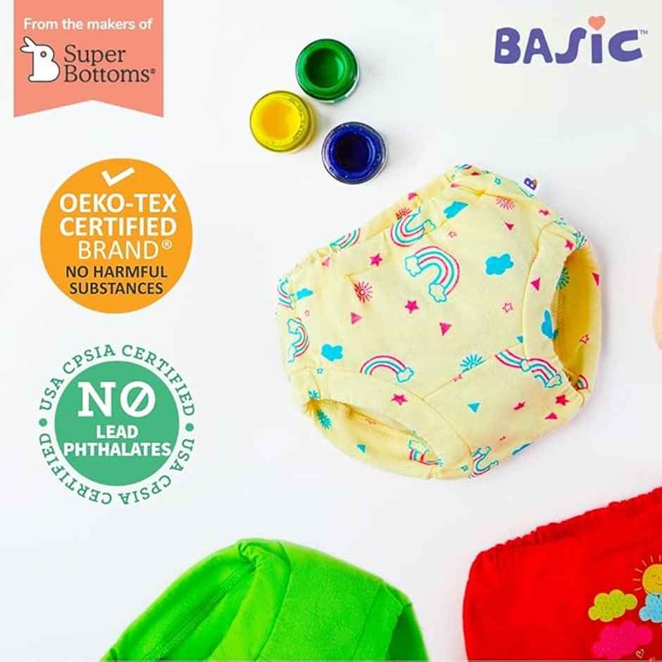 SuperBottoms Basic Unisex Bloomer 3-4Y | 100% Pure Cotton Super Soft Innerwear Assorted