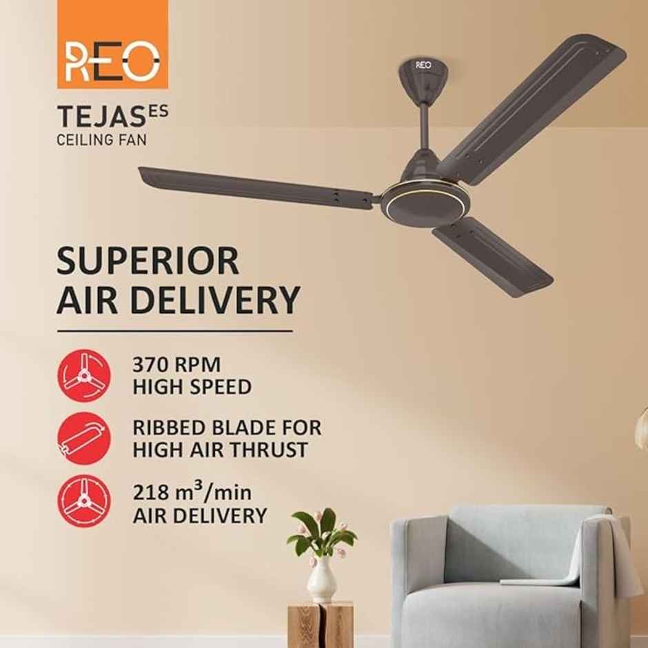 Havells Reo Tejas Ceiling Fan ,1200mm,1 Star, 3 Blade,Energy Saving, Smoke Brown