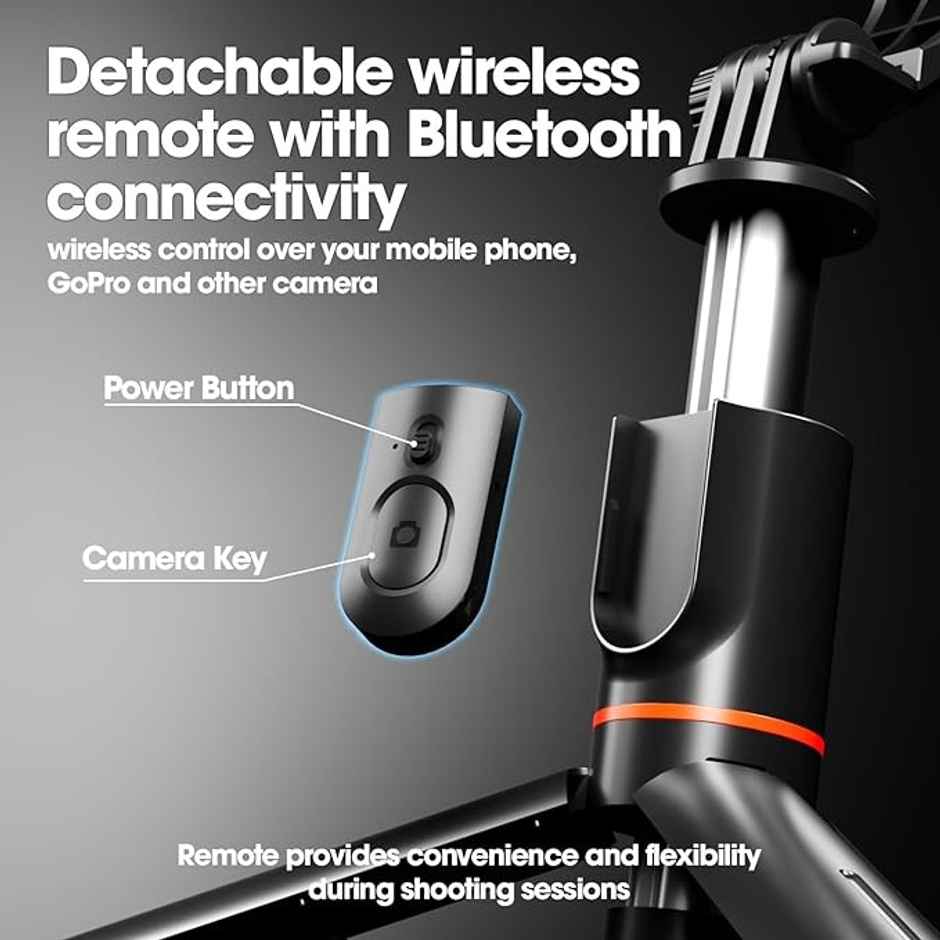 Sounce Selfie Stick with Detachable Light | 45 Inch Extension | 360 Degree Rotatation - Black