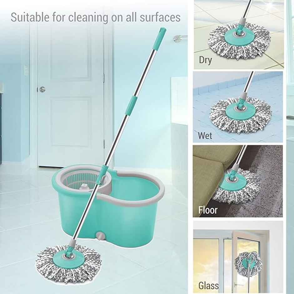 Spotzero By Milton Ace Spin Mop, Aqua Green