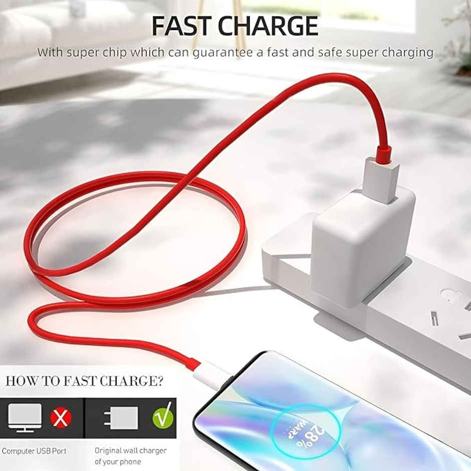 Sounce OnePlus Original 80W SuperVooc/Dart USB to Type C | Fast Charging Cable for OnePlus