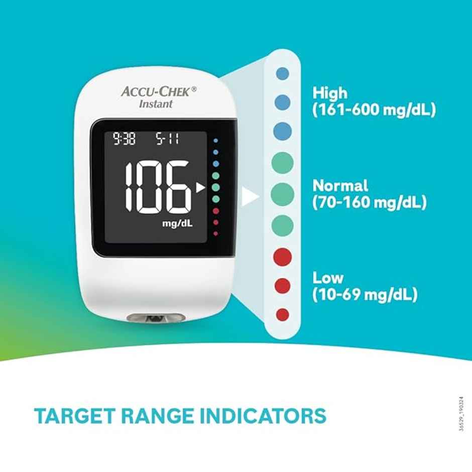Accu-Chek Instant Glucometer With Free Vial of 10 Strips, 10 Lancets and Lancing Device Kit