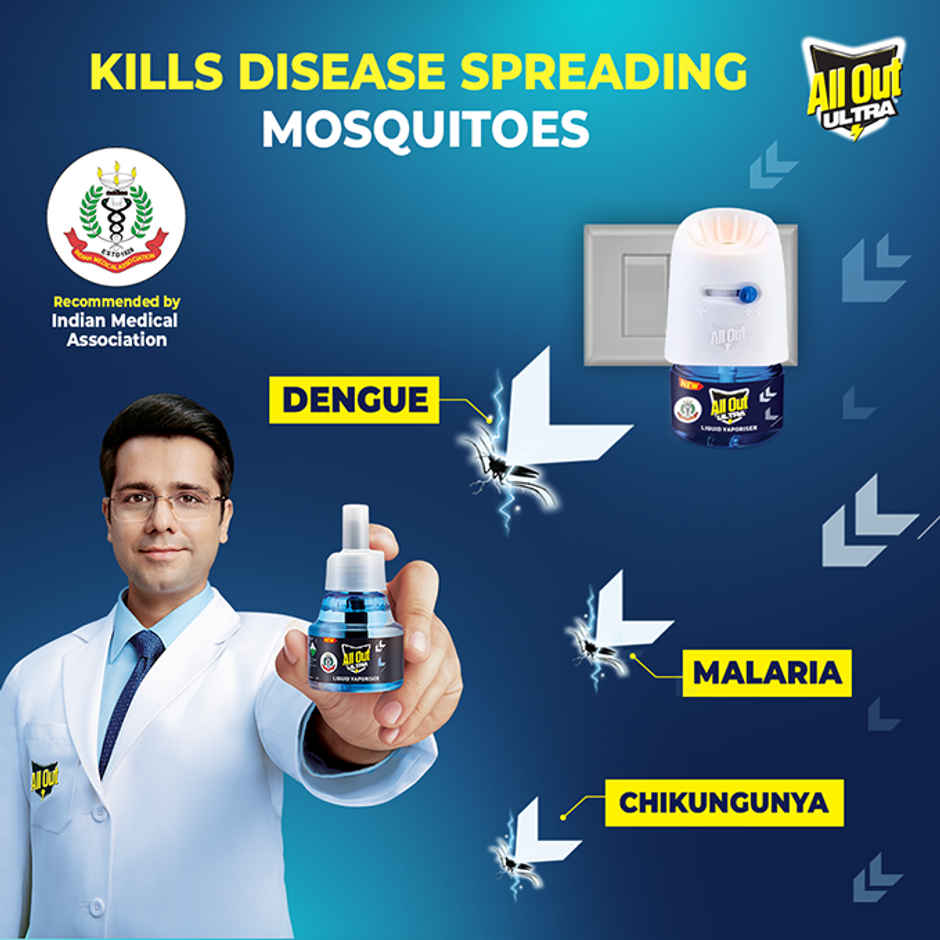 All Out Ultra | 1 Machine + 3 Refills | Liquid Vaporizer Mosquito Repellent