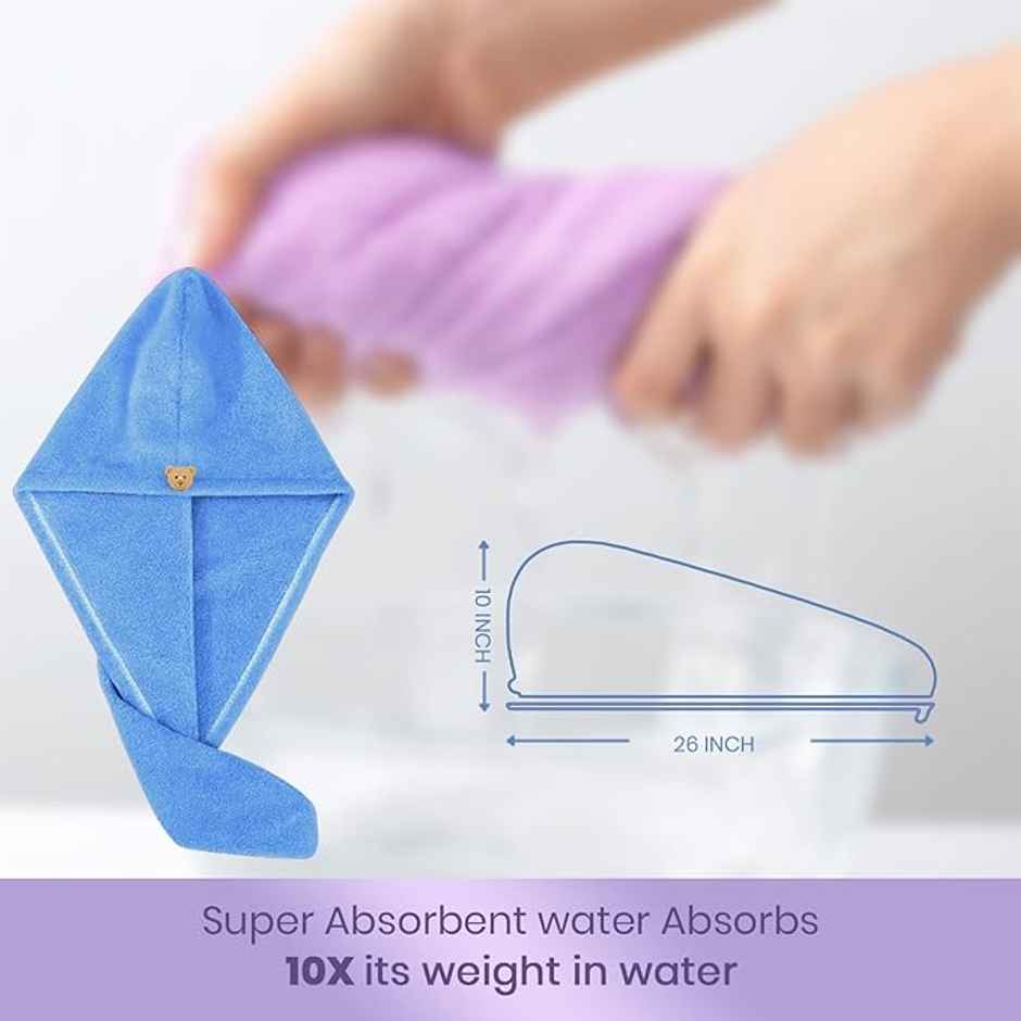Bronson Professional Hair Wrapper Towel for Quick Hair Drying With Microfiber Multicolor
