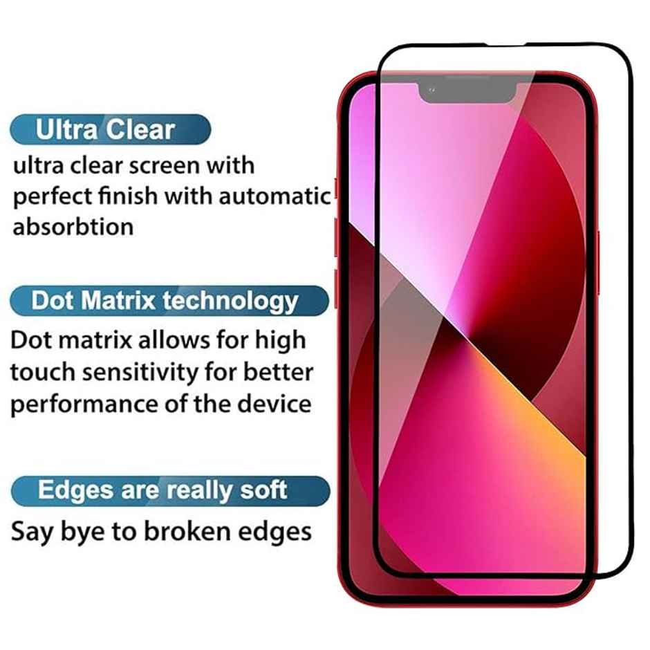 Techvor Tempered Glass for iPhone 13, 13 Pro, and 14 With Easy Installation Kit for Smartphone
