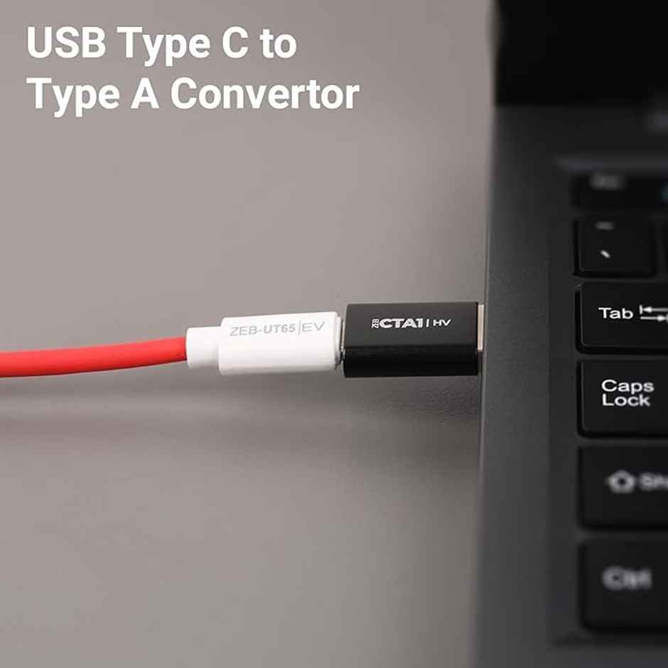 ZEBRONICS CTA1 USB Type C to Type A Converter, USB 3.0, High-Speed Data Transfer, Backward Compatibility, Plug and Play, for Laptops | PC | Compatible Devices - Black