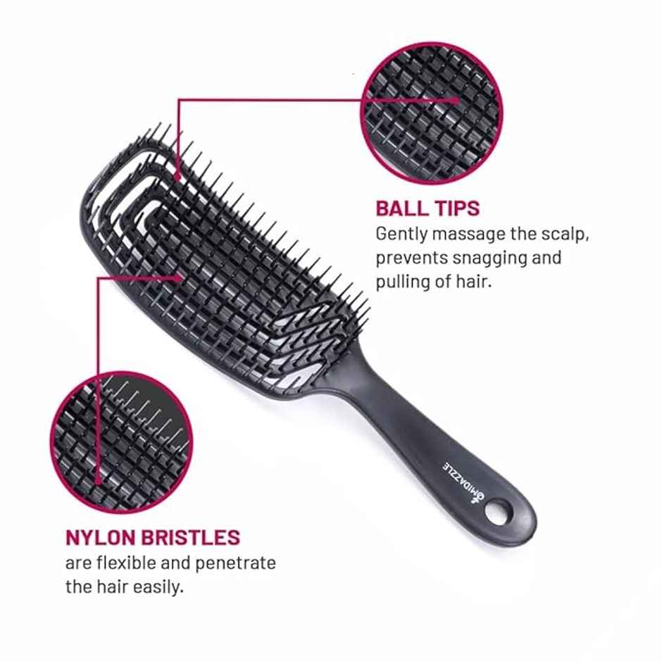 Midazzle Premium Gradient Black 3D Hair Brush |MIHB0015