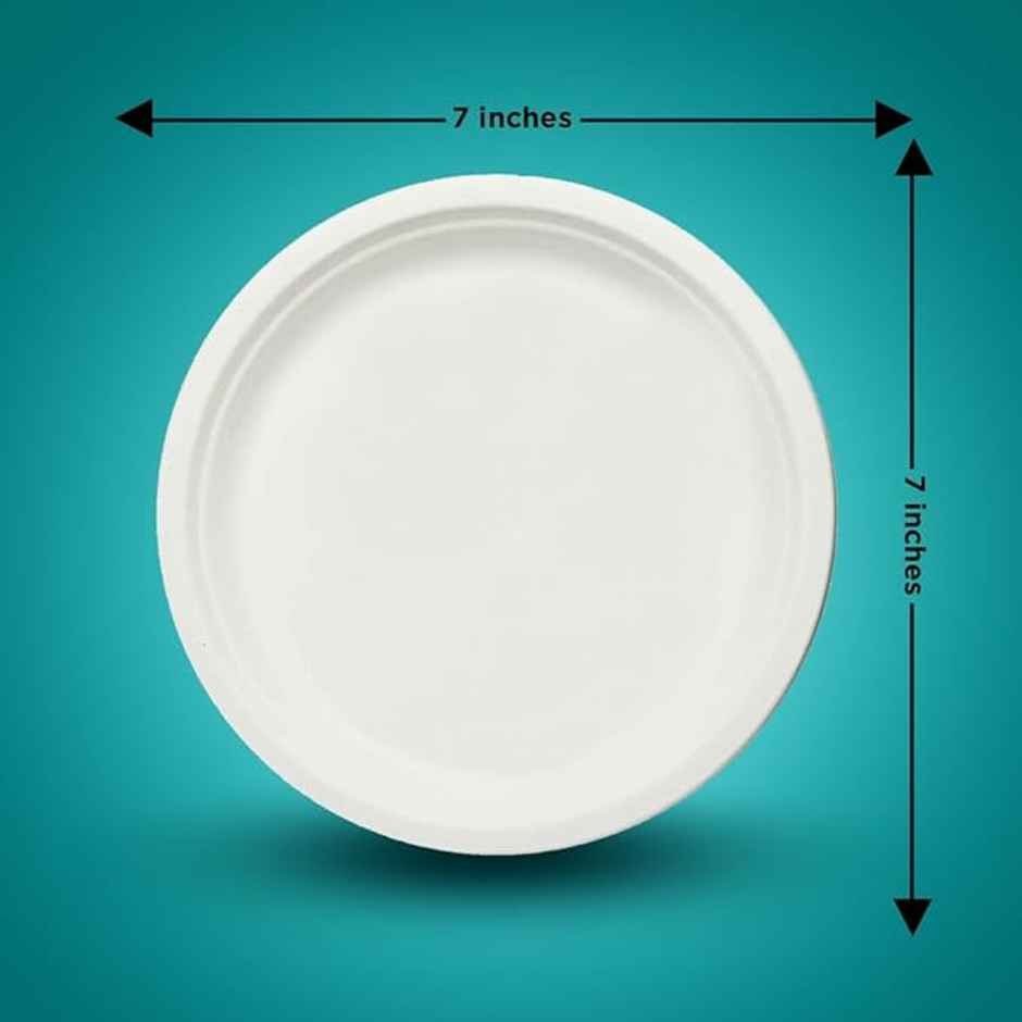 Disposable Bagasse Plates | Round | 7 inch | Ezee