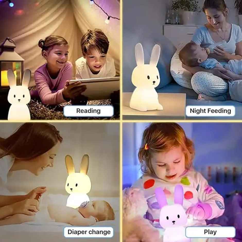 Hashwow Big Bunny Night Lamp Rechargeable Silicone Night Light For Kids
