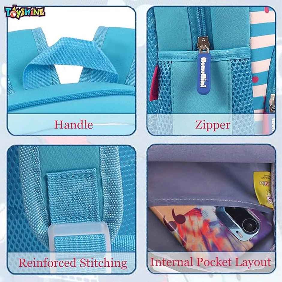 Toyshine 12" Cute Myramid Face Backpack for Kids | Mini Size - Blue
