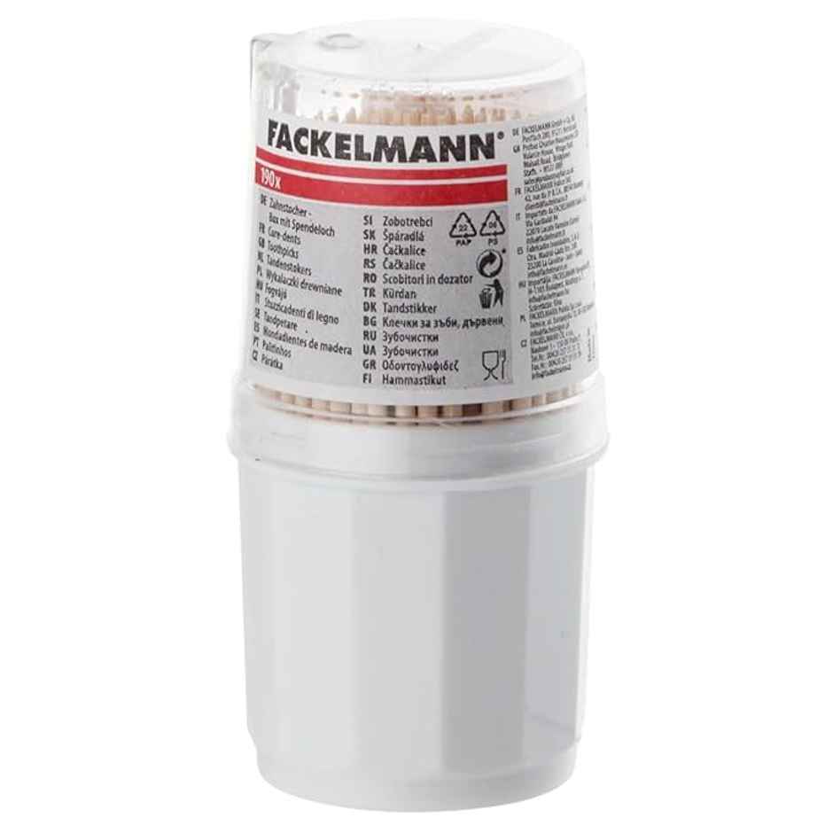 Fackelmann Birch Wooden Toothpicks | 6.5 cm Long | Transparent Cap