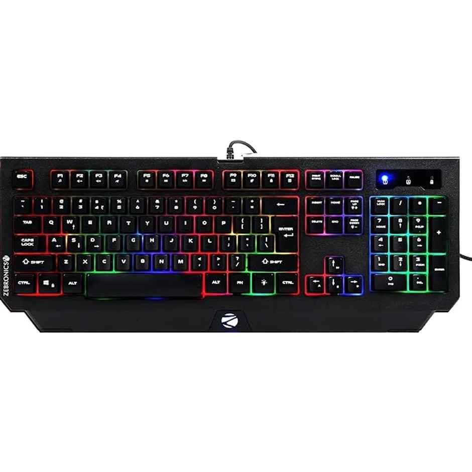 Zebronics Transformer K2 Gaming Keyboard, 104 Keys, Multicolor Led Laser Keycaps (Gold Plated Usb)