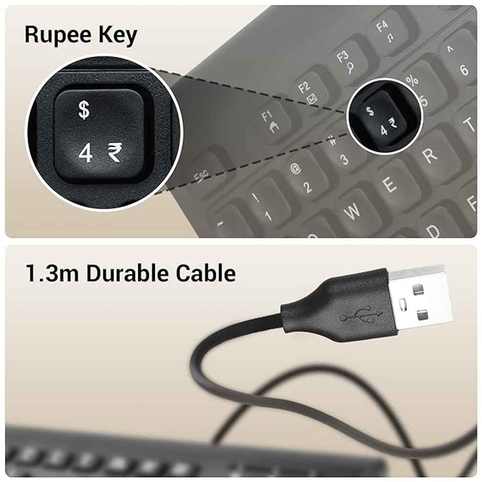 Zebronics K51 Wired Keyboard With 105 Keys, 1.3M Cable Key Usb Interface Slim Plug And Play (Black)