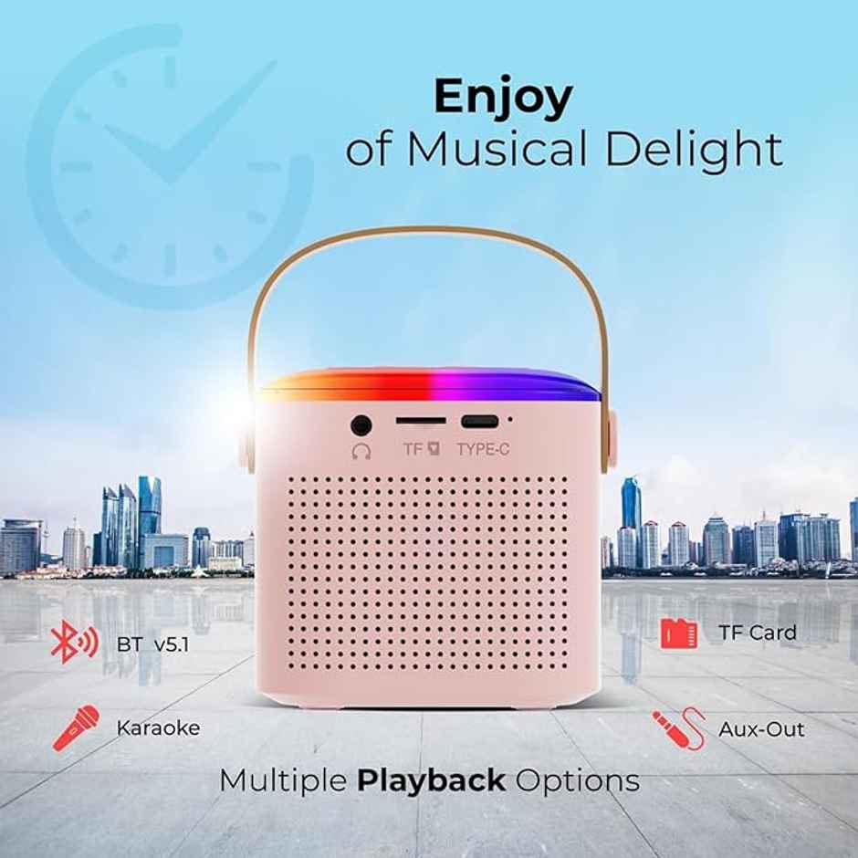 Kidara Karaoke Bluetooth Speaker with 2 Mics- Sing Square (Multicolor)