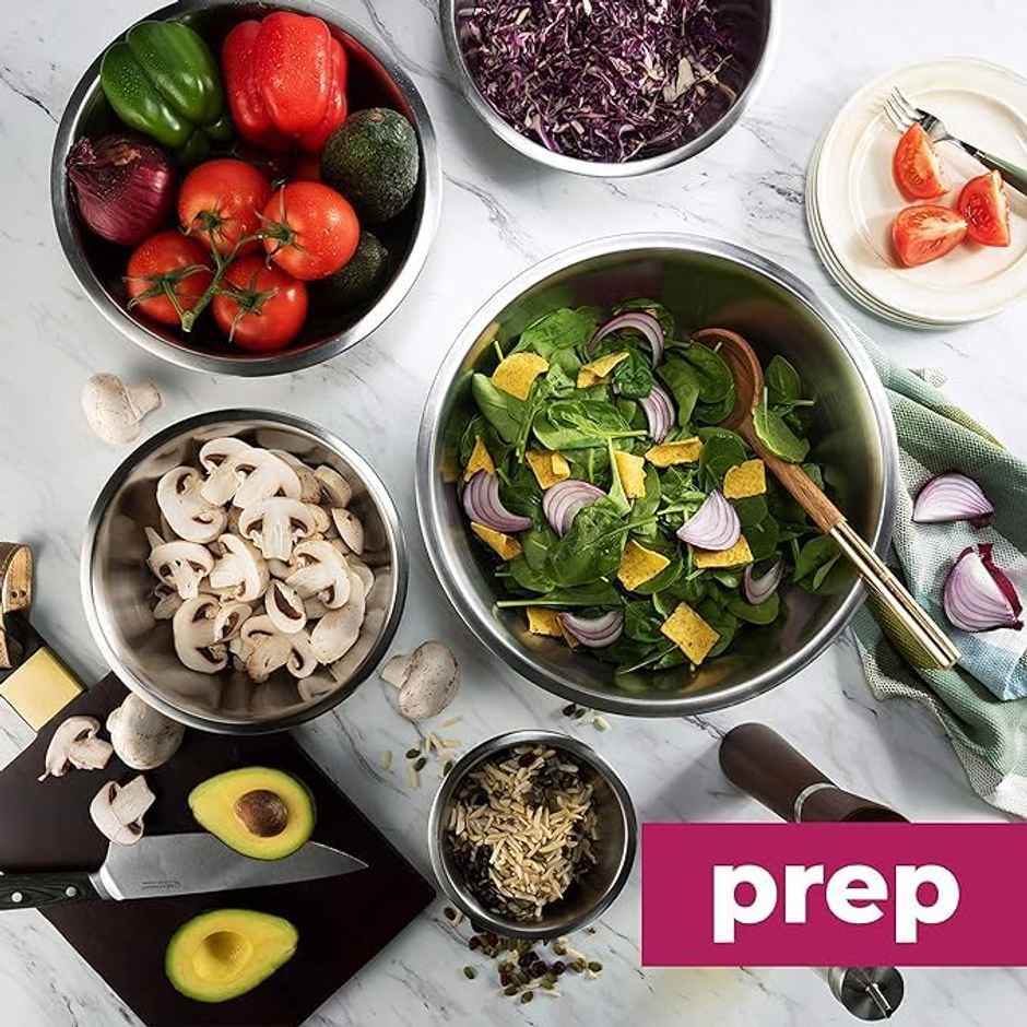 Lifelong Finedine Stainless Steel Mixing Bowls Set with Lid | Bpa-Free | 5 Pieces