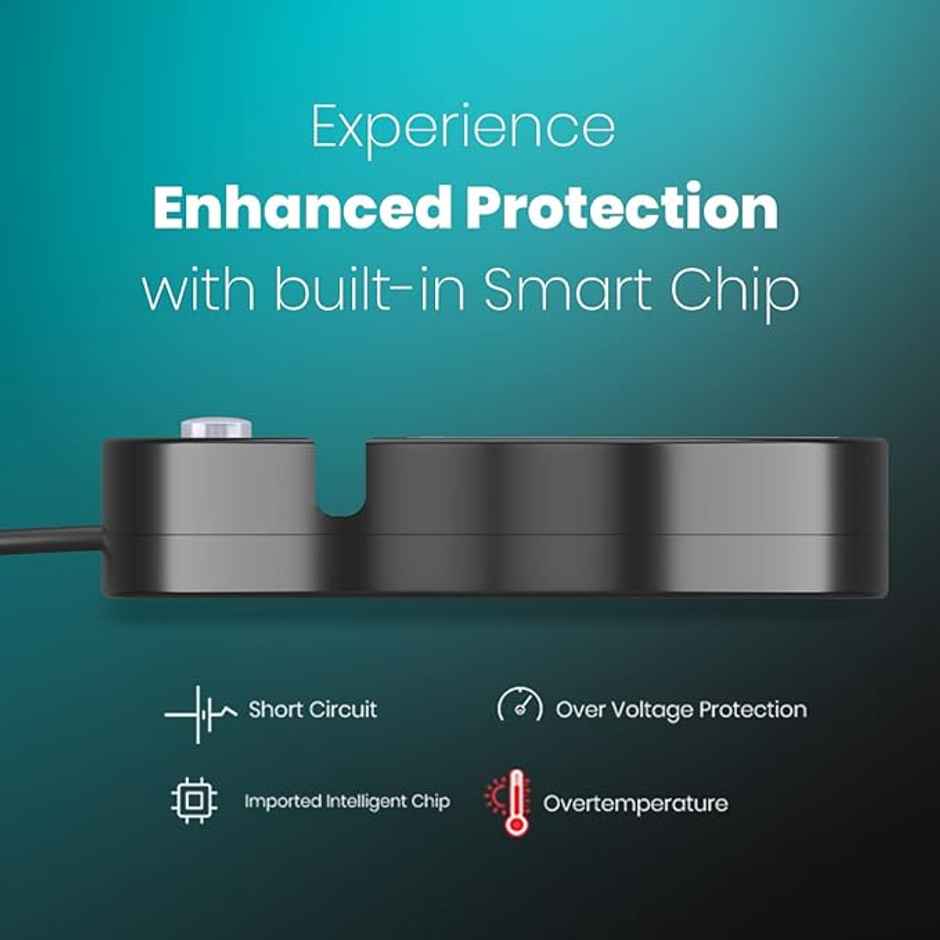 Portronics Power Plate 5, 1500W Power Converter with USB Charger & Mobile Holder 3AC Socket + 3USB Ports, 1.5 m Cord Length - Black