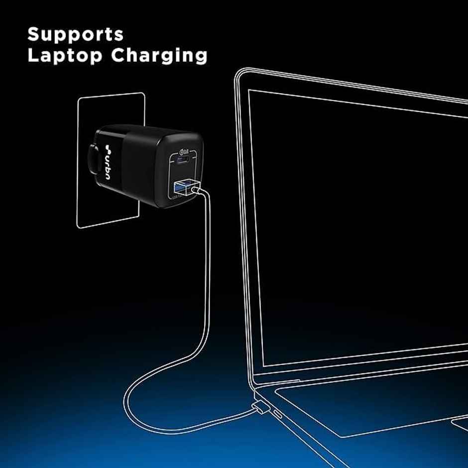 URBN 65W Ultra Fast GaN Laptop Adapter (Black)